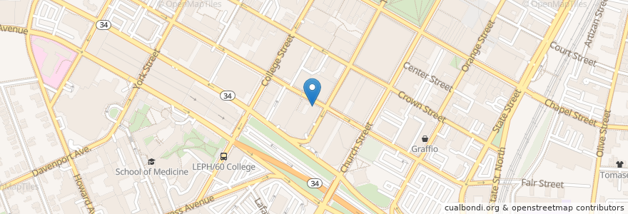 Mapa de ubicacion de Sofie's Gourmet en 미국, 코네티컷, New Haven County, New Haven.