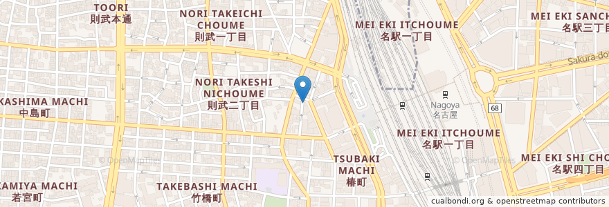 Mapa de ubicacion de チャオチャオ en ژاپن, 愛知県, 名古屋市, 中村区.