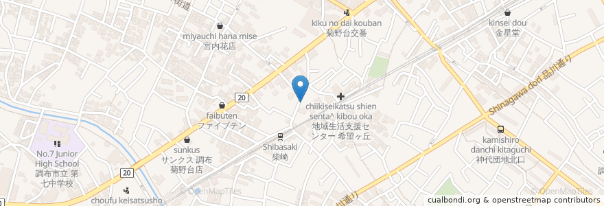Mapa de ubicacion de まいど en Japonya, 東京都, 調布市.