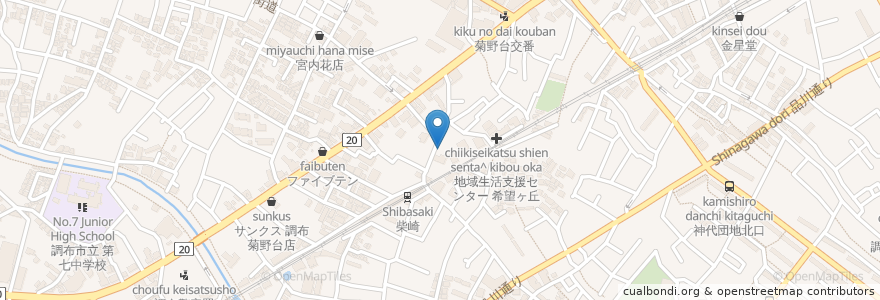 Mapa de ubicacion de 夢灯り en Japan, 東京都, 調布市.