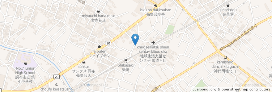 Mapa de ubicacion de Chile en Jepun, 東京都, 調布市.
