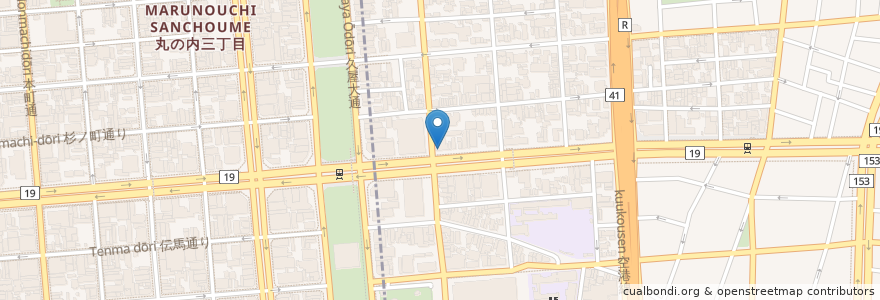 Mapa de ubicacion de まるはち製麺所 en Japonya, 愛知県, 名古屋市, 東区.