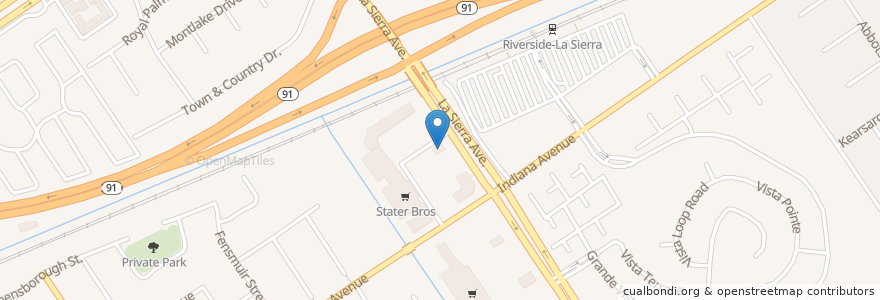 Mapa de ubicacion de Jack in the Box en Estados Unidos Da América, Califórnia, Riverside County, Riverside.
