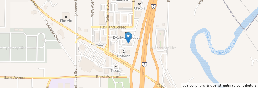 Mapa de ubicacion de Denny's en United States, Washington, Lewis County, Centralia.