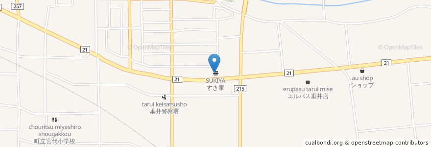 Mapa de ubicacion de すき家 en 日本, 岐阜県, 不破郡, 垂井町.
