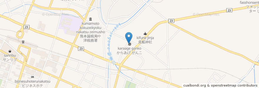 Mapa de ubicacion de からあげ がんこ en Япония, Оита, 中津市.