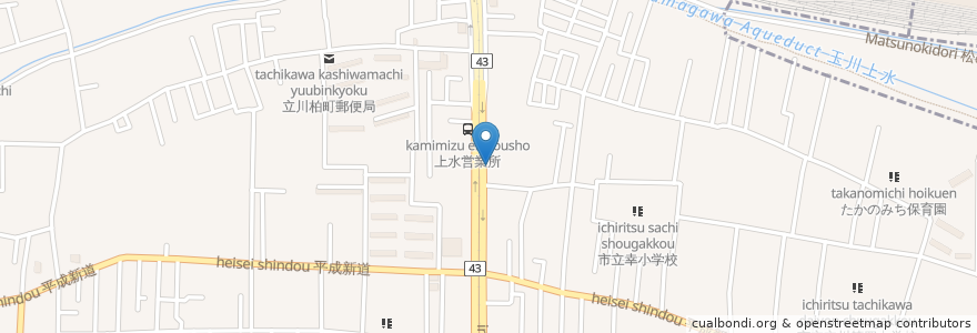 Mapa de ubicacion de 魚屋路 en اليابان, 東京都, 立川市.
