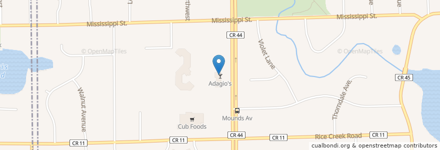 Mapa de ubicacion de Pizza Factory en アメリカ合衆国, ミネソタ州, Ramsey County, New Brighton.