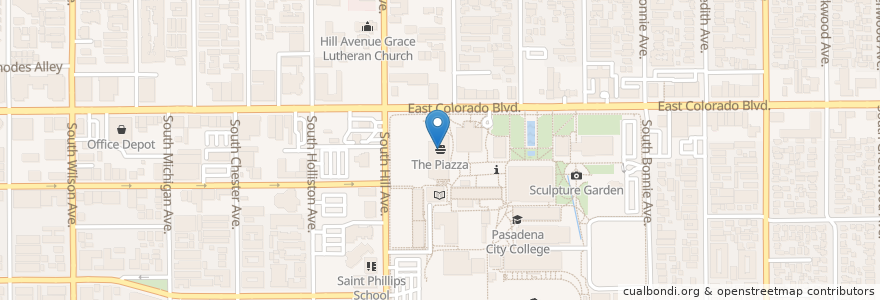 Mapa de ubicacion de The Piazza en United States, California, Los Angeles County, Pasadena.