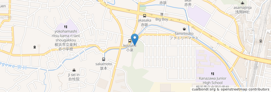 Mapa de ubicacion de 手子神社 en Japão, 神奈川県, 横浜市, 金沢区.