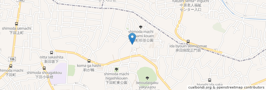 Mapa de ubicacion de 下田神社 en 日本, 神奈川県, 横浜市.