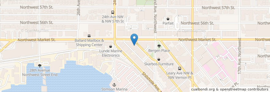 Mapa de ubicacion de Ballard Smokeshop Restaurant & Lounge en Estados Unidos De América, Washington, King County, Seattle.
