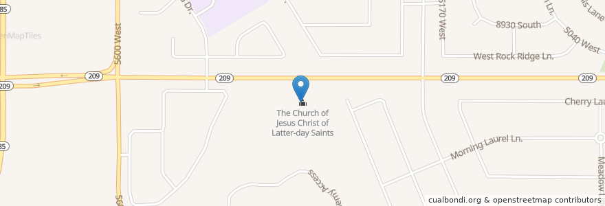 Mapa de ubicacion de The Church of Jesus Christ of Latter-day Saints en Estados Unidos De América, Utah, Salt Lake County, West Jordan.