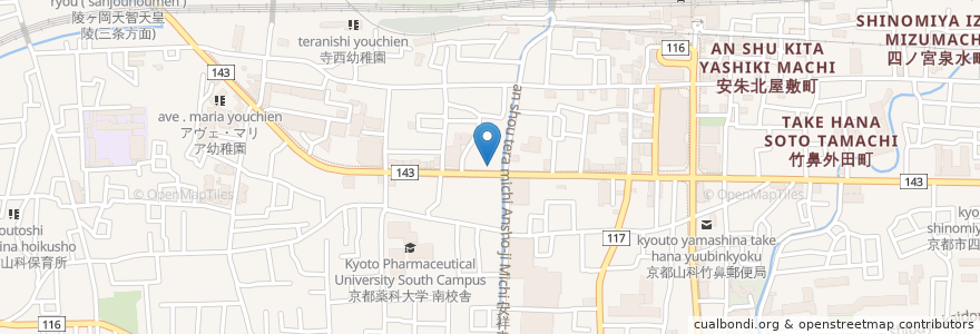 Mapa de ubicacion de Mobil en Japan, Kyoto Prefecture, Kyoto, Yamashina Ward.