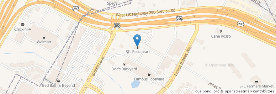 Mapa de ubicacion de BJ's en Estados Unidos Da América, Texas, Travis County, Austin, Sunset Valley.