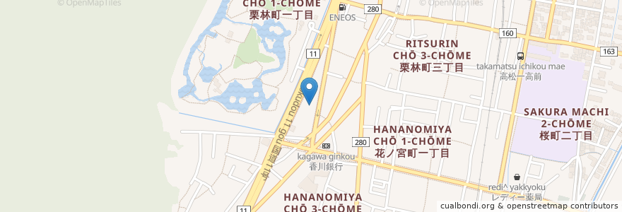 Mapa de ubicacion de 上原屋本店 en Japan, Präfektur Kagawa, 高松市.