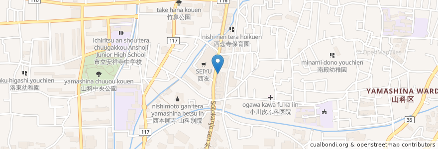 Mapa de ubicacion de 滋賀銀行 en 일본, 교토부, 京都市, 山科区.