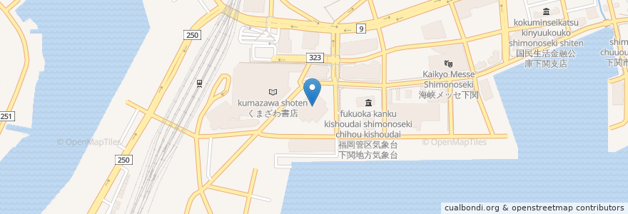 Mapa de ubicacion de 下関市民会館 en Japón, Prefectura De Yamaguchi, 下関市.