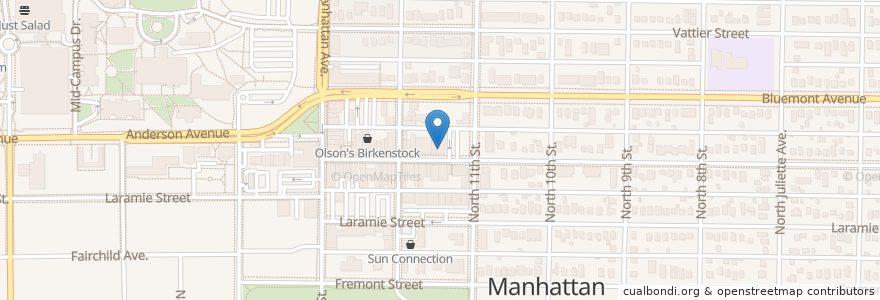 Mapa de ubicacion de Gordo's Restaurante Mexicano en 美利坚合众国/美利堅合眾國, 堪萨斯州 / 堪薩斯州, Riley County, Manhattan.
