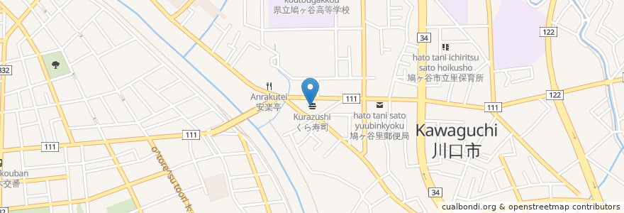 Mapa de ubicacion de くら寿司 en ژاپن, 埼玉県, 川口市.
