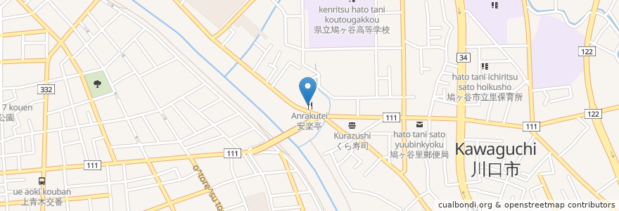 Mapa de ubicacion de 安楽亭 en Japonya, 埼玉県, 川口市.