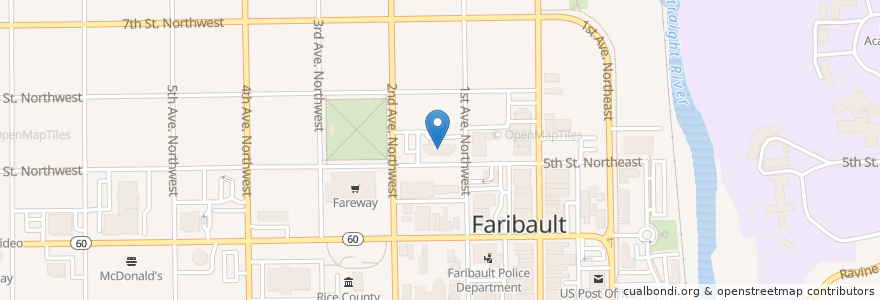 Mapa de ubicacion de Wells Fargo en Stati Uniti D'America, Minnesota, Rice County, Faribault.