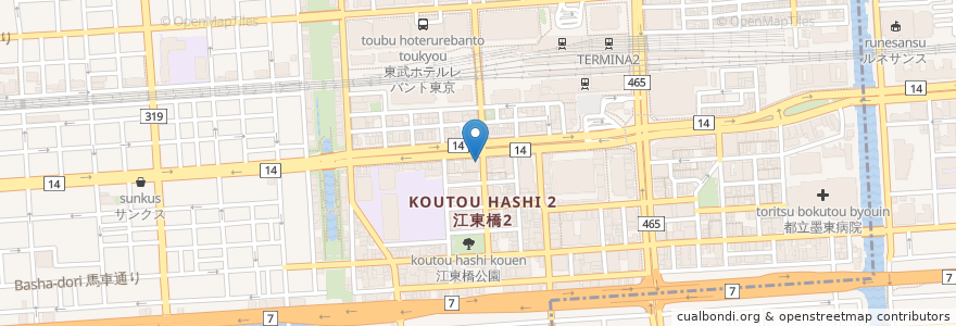 Mapa de ubicacion de 千葉銀行 en 日本, 東京都, 墨田区.
