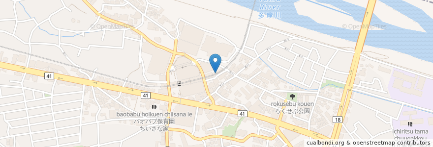 Mapa de ubicacion de 名物串カツ田中 en Giappone, Tokyo, 多摩市.