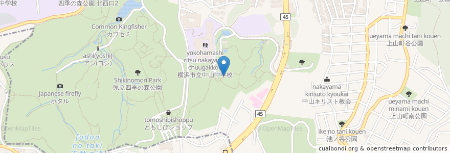Mapa de ubicacion de 休憩所 en Japon, Préfecture De Kanagawa, 横浜市, 緑区.