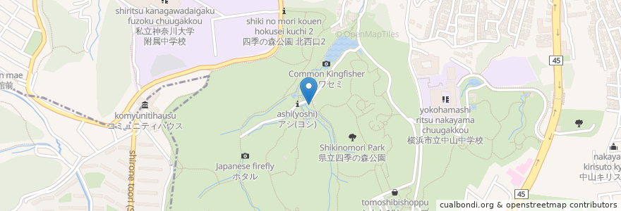 Mapa de ubicacion de 休憩所 en Japon, Préfecture De Kanagawa, 横浜市, 緑区.