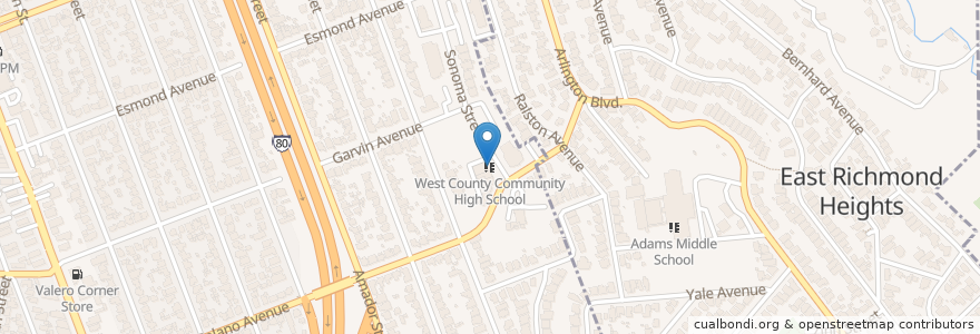 Mapa de ubicacion de West County Community High School en Verenigde Staten, Californië, Contra Costa County, Richmond.