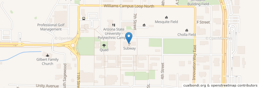Mapa de ubicacion de Subway en Amerika Birleşik Devletleri, Arizona, Maricopa County, Mesa.