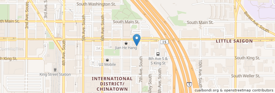 Mapa de ubicacion de Theater Off Jackson en Verenigde Staten, Washington, King County, Seattle.