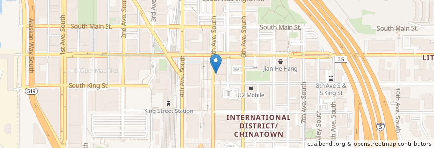 Mapa de ubicacion de Pacific Cafe Hong Kong Kitchen en 美利坚合众国/美利堅合眾國, 华盛顿州 / 華盛頓州, King County, Seattle.