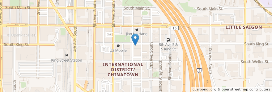 Mapa de ubicacion de Tai Tung Restaurant en 미국, 워싱턴, King County, Seattle.