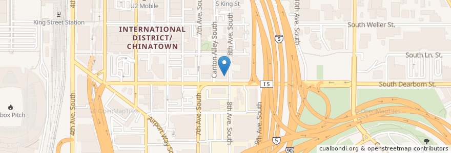 Mapa de ubicacion de International District/Chinatown Community Center en アメリカ合衆国, ワシントン州, King County, Seattle.