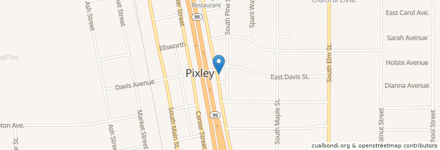 Mapa de ubicacion de Pixley United Bretheren en United States, California, Tulare County.