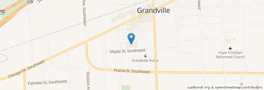 Mapa de ubicacion de Kent District Library: Grandville Branch en United States, Michigan, Kent County, Grandville.
