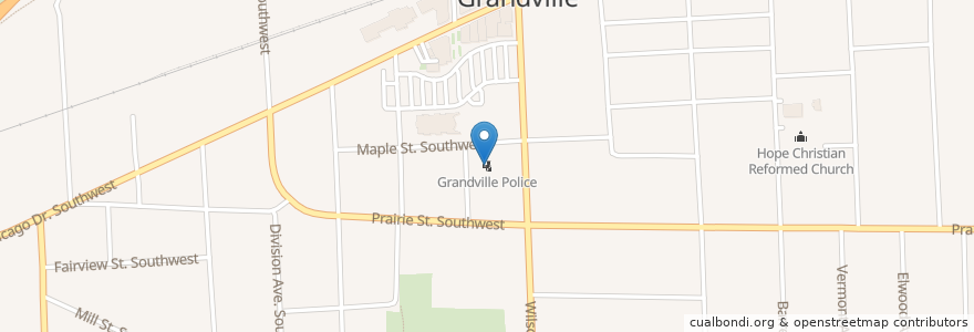 Mapa de ubicacion de Grandville Police en ایالات متحده آمریکا, میشیگان, Kent County, Grandville.