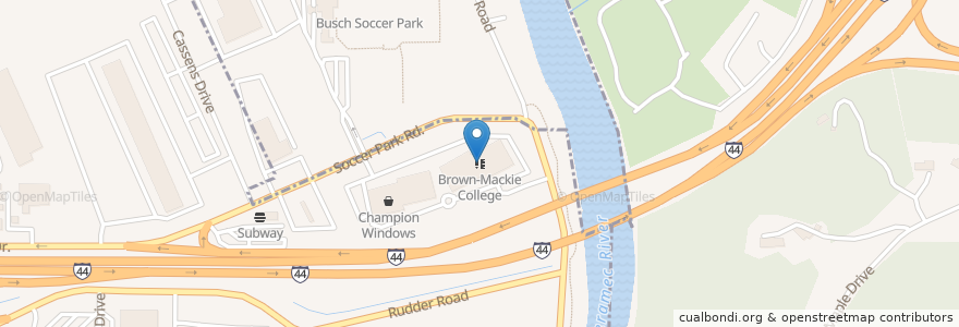 Mapa de ubicacion de Brown-Mackie College en United States, Missouri, Saint Louis County, Fenton.