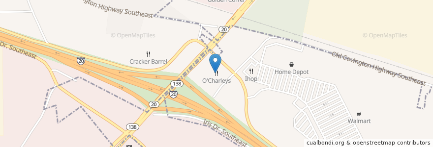 Mapa de ubicacion de O'Charley's en United States, Georgia, Rockdale County, Conyers.