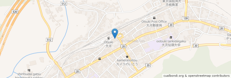 Mapa de ubicacion de 浜野屋 en اليابان, 山梨県, 大月市.