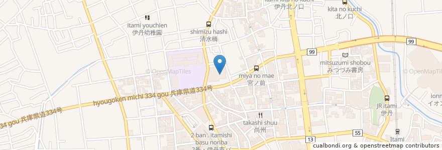 Mapa de ubicacion de いたみホール en Japonya, 兵庫県, 伊丹市.