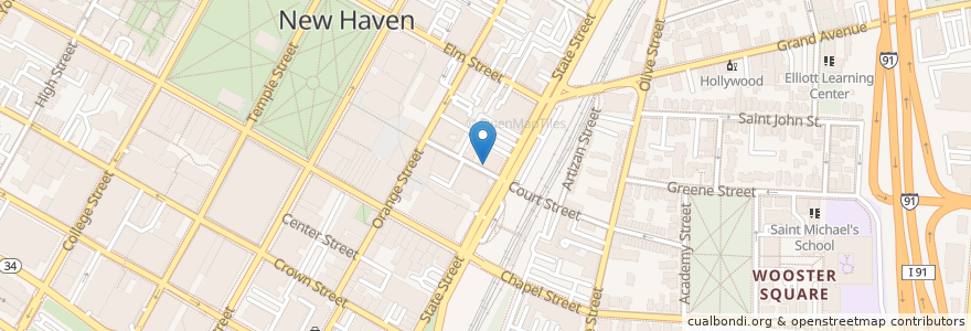 Mapa de ubicacion de Court Street Apizza en الولايات المتّحدة الأمريكيّة, كونيتيكت, New Haven County, New Haven.