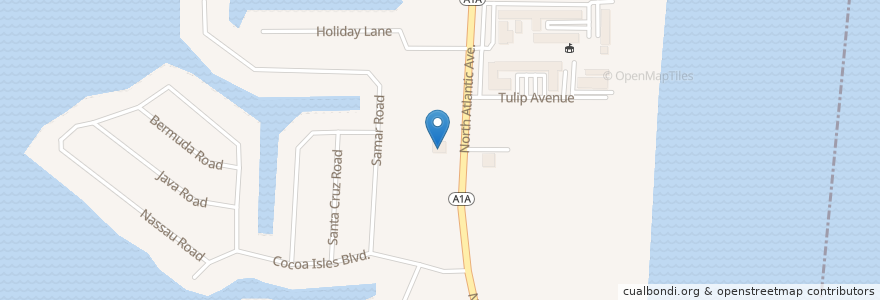 Mapa de ubicacion de Denny's en Amerika Syarikat, Florida, Brevard County, Cocoa Beach.