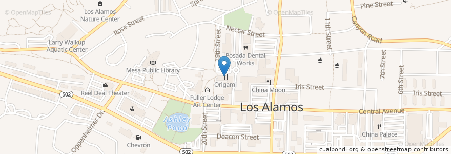 Mapa de ubicacion de Origami en États-Unis D'Amérique, Nouveau-Mexique, Los Alamos County, Los Alamos.