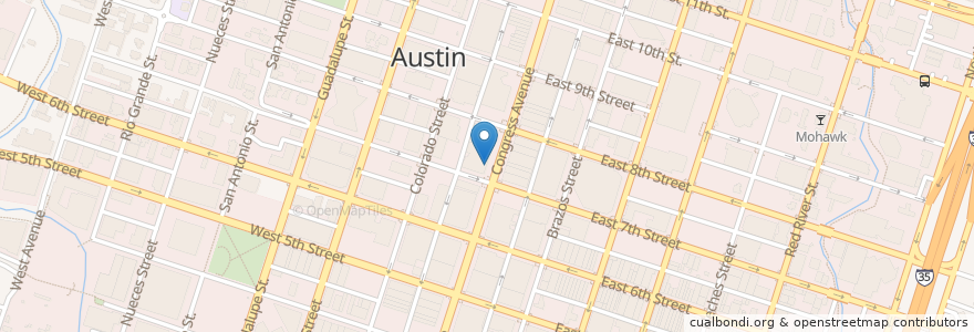 Mapa de ubicacion de Cozzoli's Pizza en アメリカ合衆国, テキサス州, Travis County, Austin.