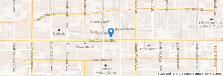 Mapa de ubicacion de US Post Office Pasadena Station en United States, California, Los Angeles County, Pasadena.