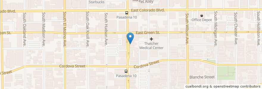 Mapa de ubicacion de Smitty's Grill en États-Unis D'Amérique, Californie, Los Angeles County, Pasadena.