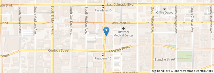 Mapa de ubicacion de Cafe 140 South en Verenigde Staten, Californië, Los Angeles County, Pasadena.